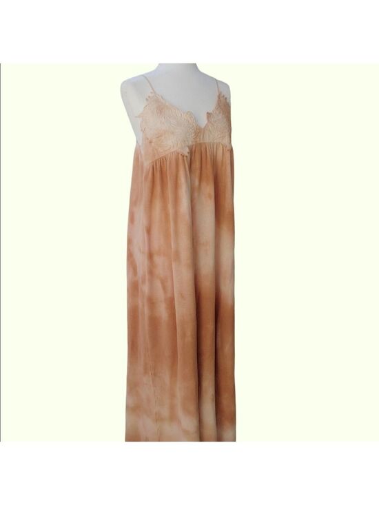 Zara Dresses & Skirts - ZARA Maxi Summer Tie Dye Strap Dress Tan and Peach Women's Medium, NWT